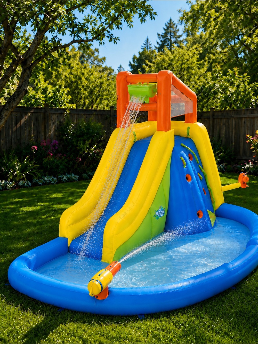 Bestway H2OGO! Mount Splashblast Mega Inflatable Water Park Slide & Climb Wall